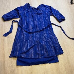 GAP Blue Metallic Stripe Dress Women’s Small Mommy & Me
